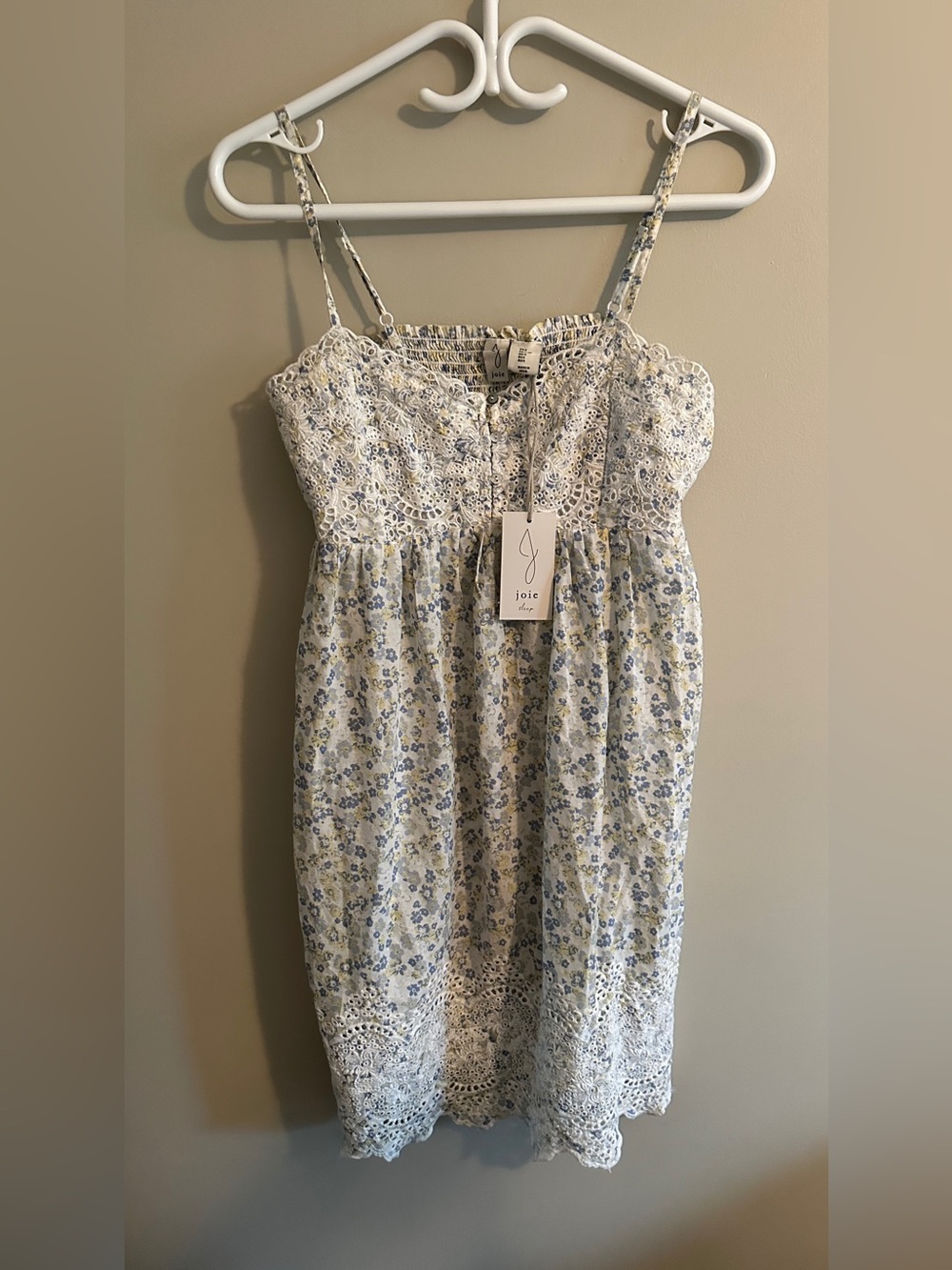 Adorable Joie White Mini sleep wear with Blue Floral Eyelet.